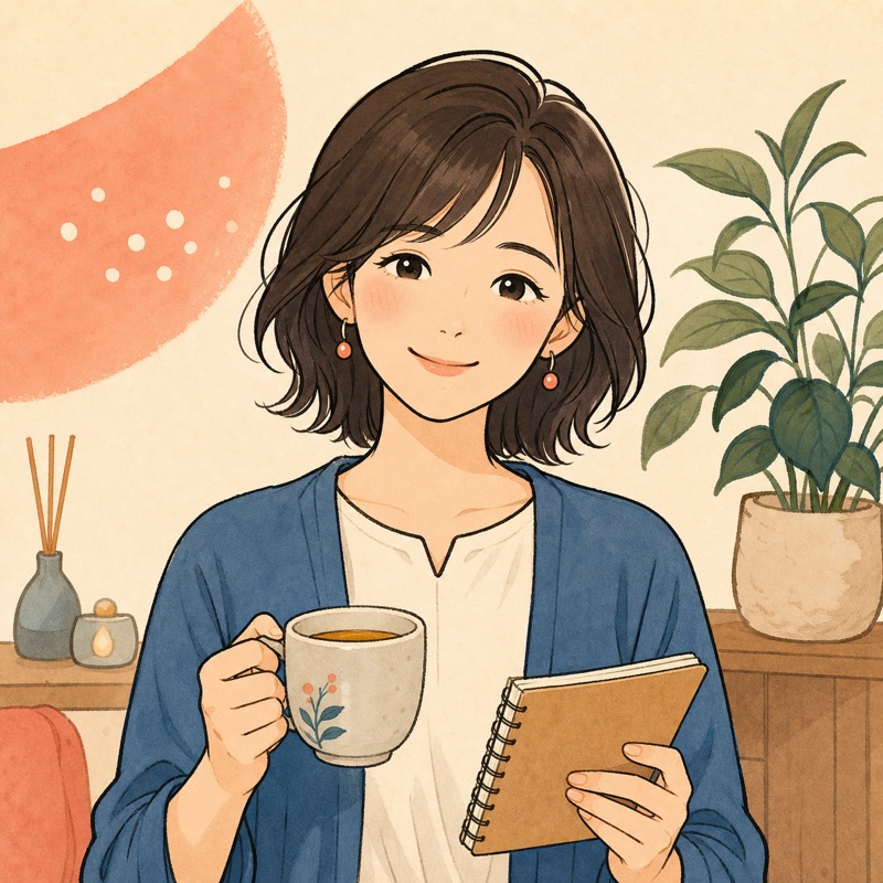 休息サロンの運営者を想定したやわらかな人物イラスト